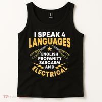 I Speak 4 Languages Electrician Electrical Technician Repair Tank Top thumb 2