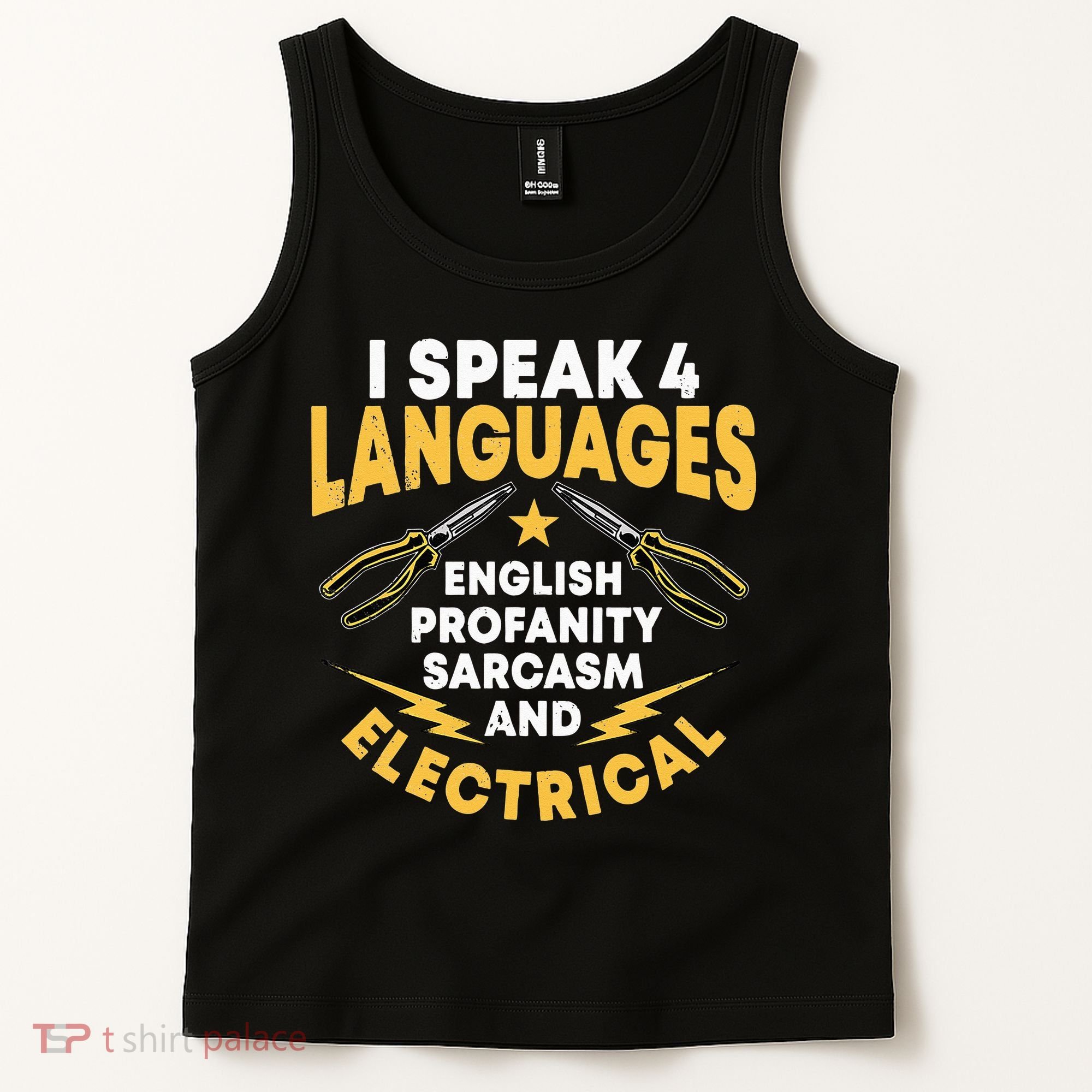 I Speak 4 Languages Electrician Electrical Technician Repair Tank Top