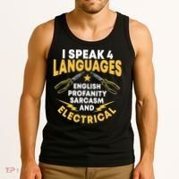 I Speak 4 Languages Electrician Electrical Technician Repair Tank Top thumb 3