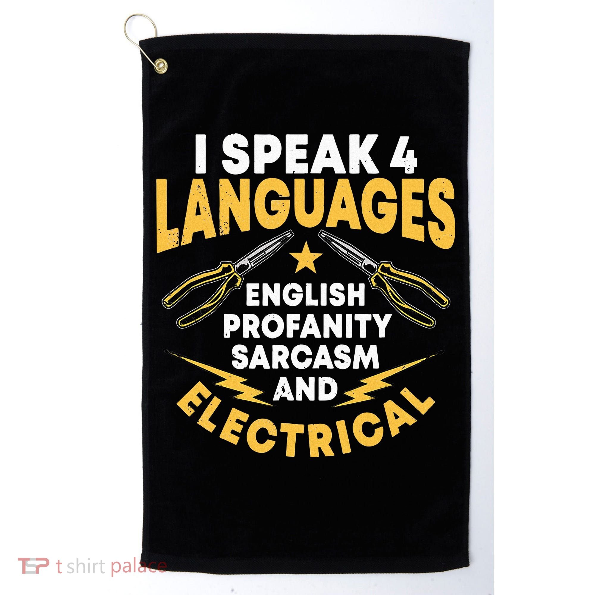 I Speak 4 Languages Electrician Electrical Technician Repair Golf Towel