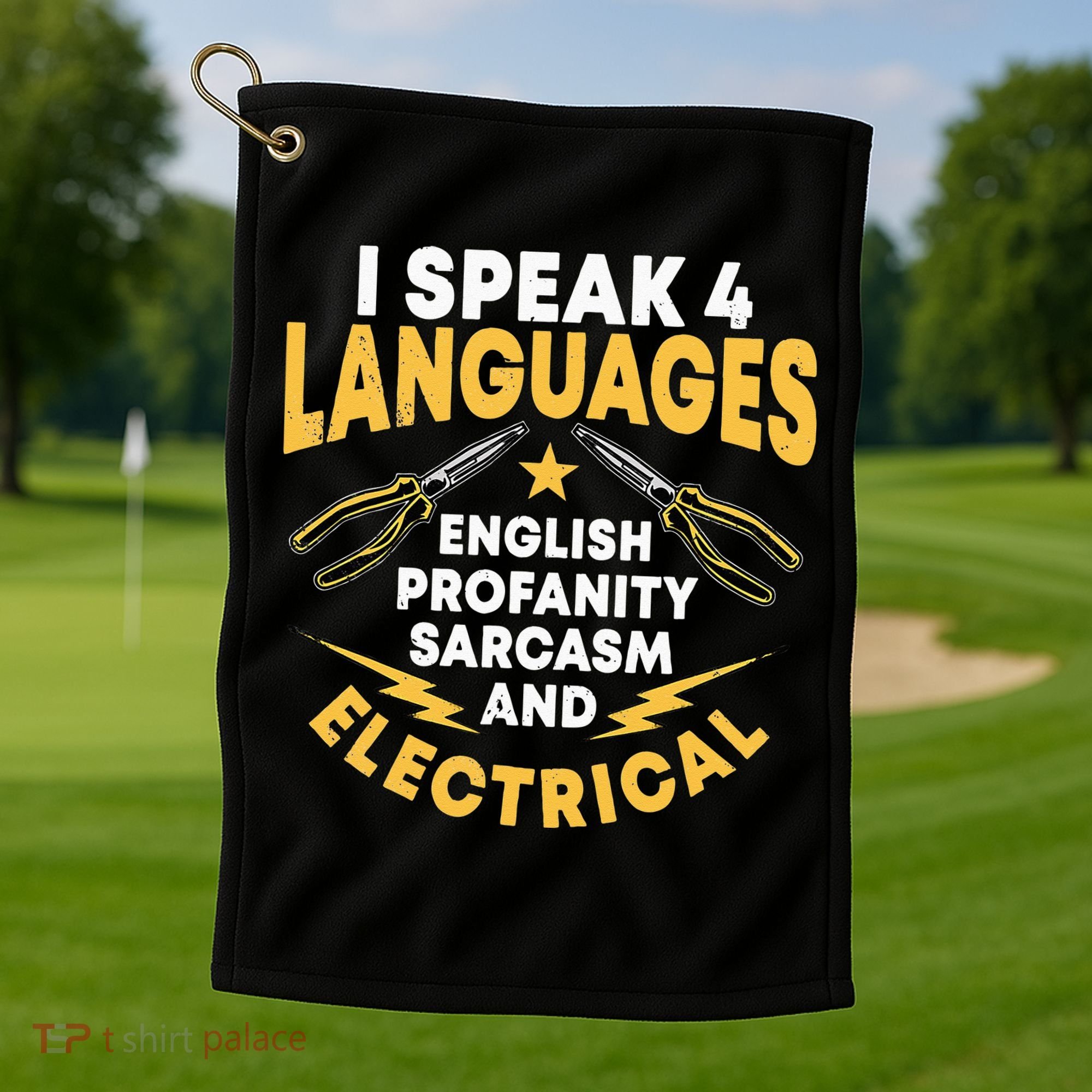 I Speak 4 Languages Electrician Electrical Technician Repair Golf Towel