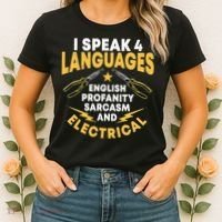 I Speak 4 Languages Electrician Electrical Technician Repair Women's T-Shirt thumb 2