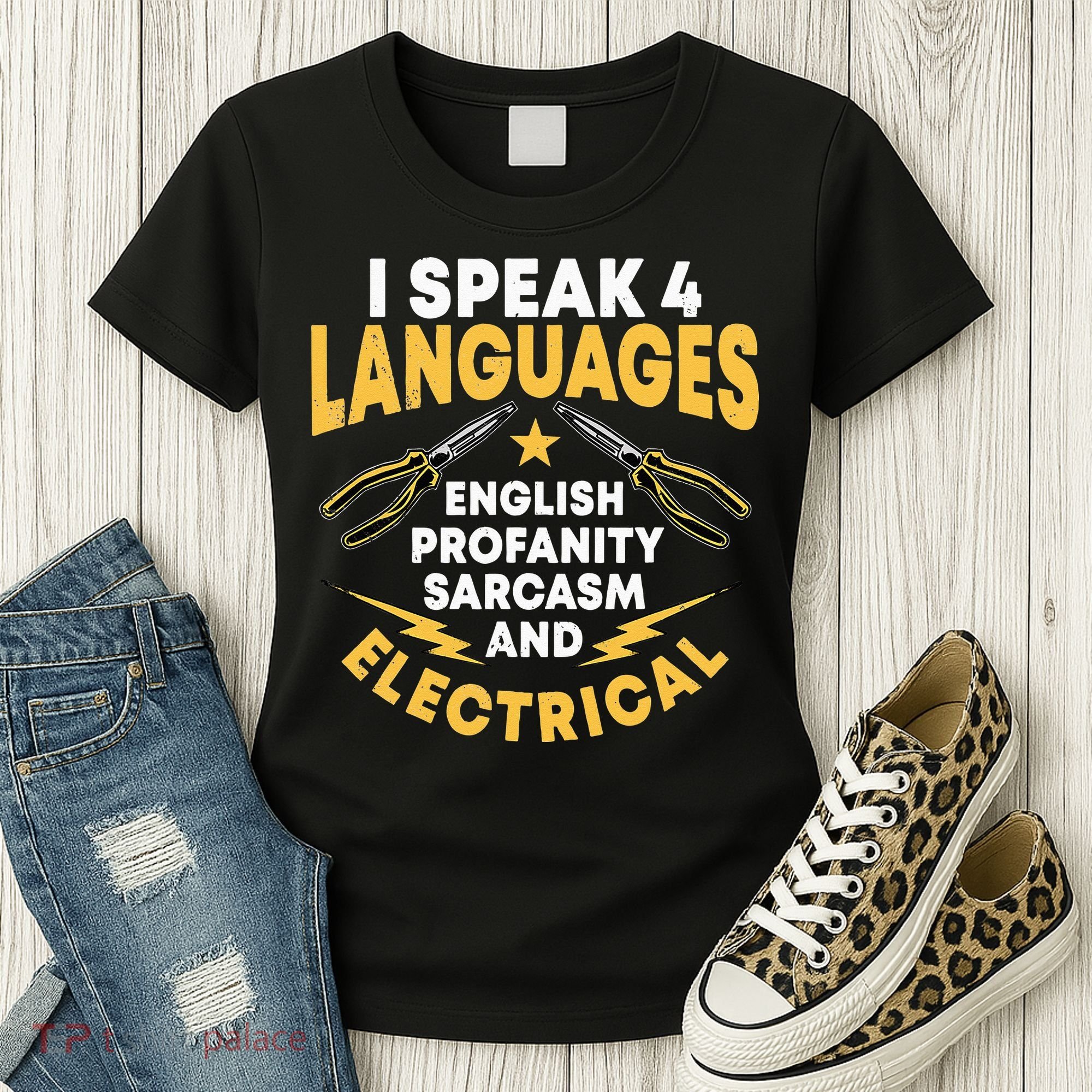 I Speak 4 Languages Electrician Electrical Technician Repair Women's T-Shirt