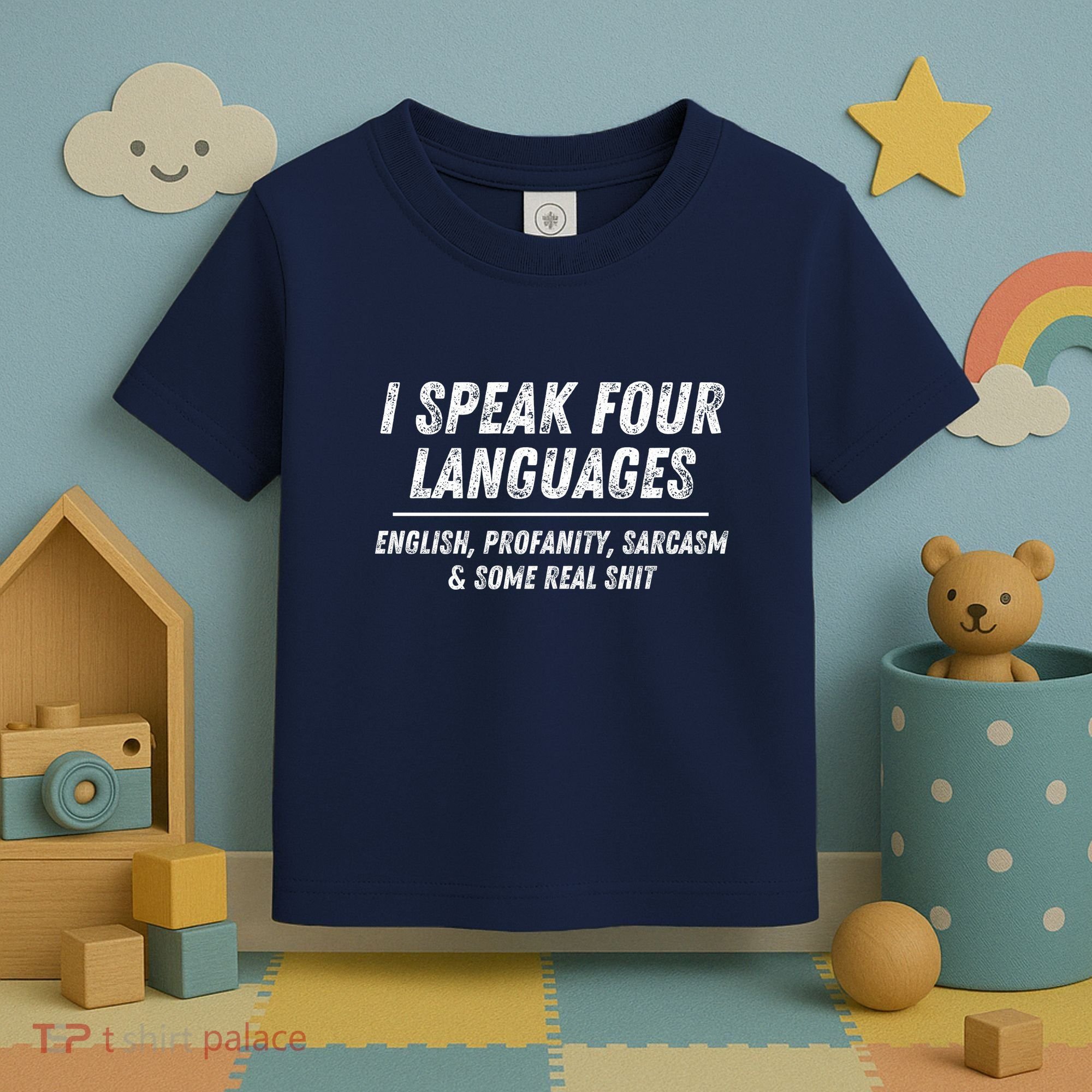 I Speak 4 Languages: English Profanity Sarcasm & Real Shit Toddler T-Shirt
