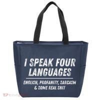 I Speak 4 Languages: English Profanity Sarcasm & Real Shit Tote Bag thumb 0