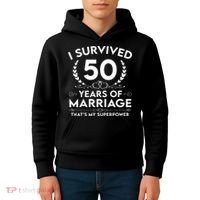I Survived 50 Years Of Marriage Kids Hoodie thumb 4