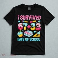 I Survived 67 33 Days Of School 100 Day 6-7 Meme T-Shirt thumb 5