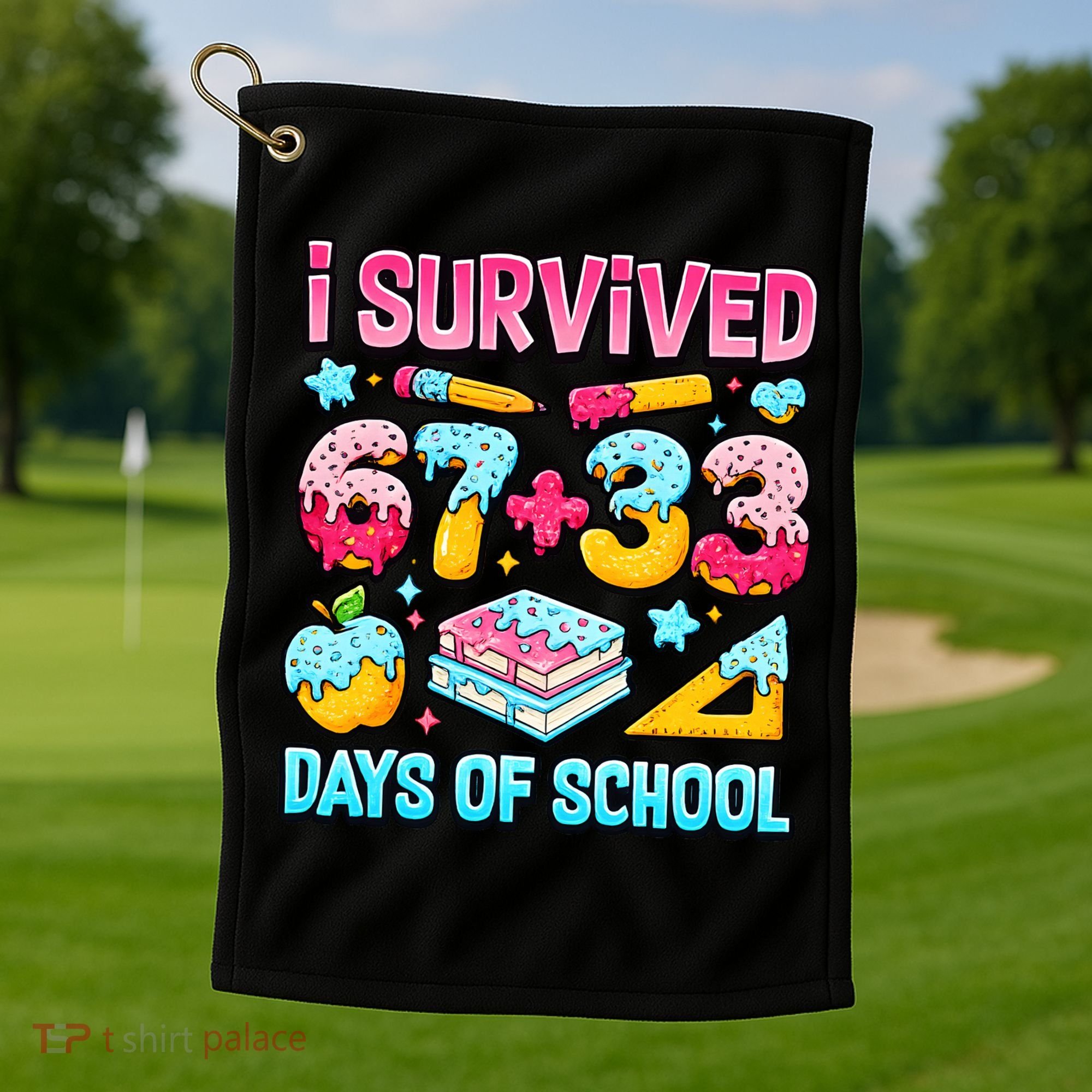 I Survived 67 33 Days Of School 100 Day 6-7 Meme Golf Towel