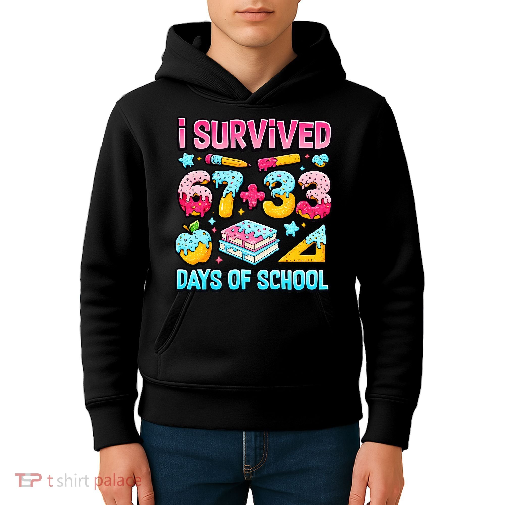 I Survived 67 33 Days Of School 100 Day 6-7 Meme Kids Hoodie