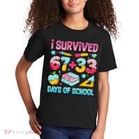 I Survived 67 33 Days Of School 100 Day 6-7 Meme Kids T-Shirt thumb 2
