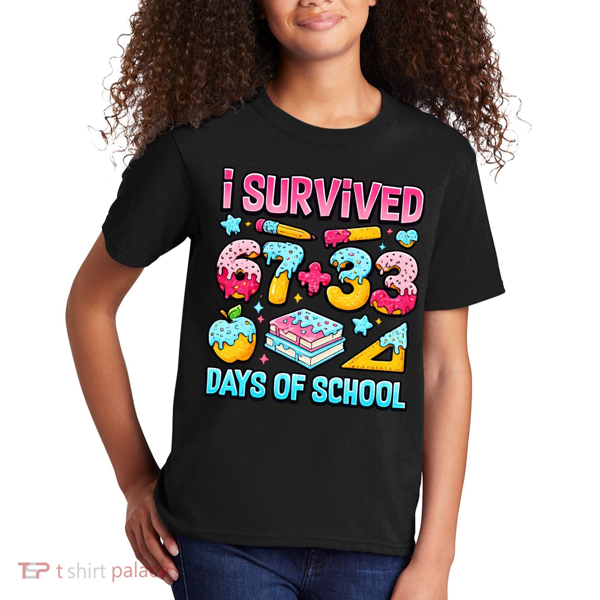 I Survived 67 33 Days Of School 100 Day 6-7 Meme Kids T-Shirt