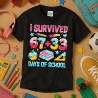 I Survived 67 33 Days Of School 100 Day 6-7 Meme Kids T-Shirt thumb 3