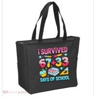 I Survived 67 33 Days Of School 100 Day 6-7 Meme Tote Bag thumb 2