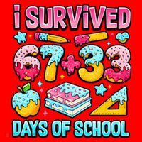 I Survived 67 33 Days Of School 100 Day 6-7 Meme Santa Hat thumb 1