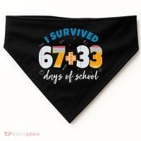 I Survived 67 33 Days Of School For Teacher Students 100th Day USA-Made Doggie Bandana thumb 0