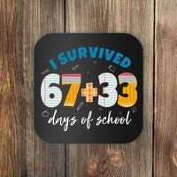 I Survived 67 33 Days Of School For Teacher Students 100th Day Coaster thumb 0
