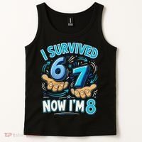 I Survived 6 7 Now I'm 8 8th Birthday 67 Meme Tank Top thumb 2