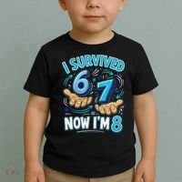 I Survived 6 7 Now I'm 8 8th Birthday 67 Meme Toddler T-Shirt thumb 2