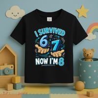 I Survived 6 7 Now I'm 8 8th Birthday 67 Meme Toddler T-Shirt thumb 3