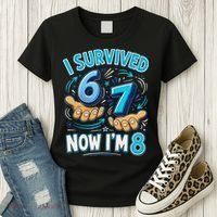I Survived 6 7 Now I'm 8 8th Birthday 67 Meme Women's T-Shirt thumb 3