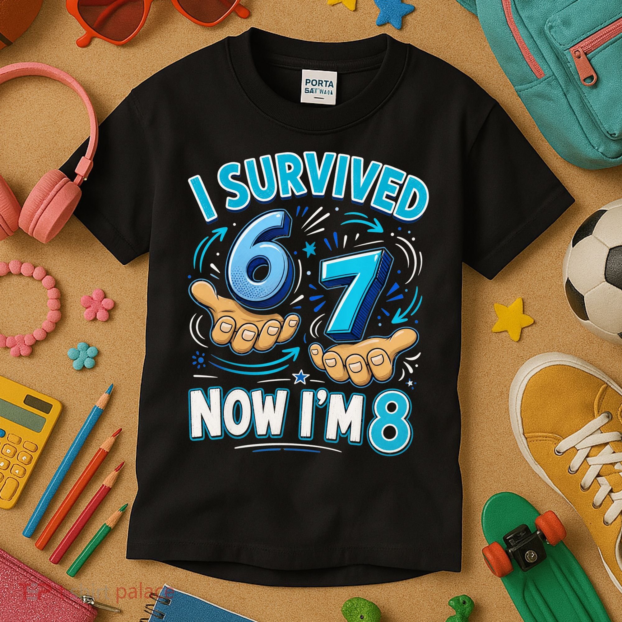 I Survived 6 7 Now I'm 8 8th Birthday 67 Meme Kids T-Shirt