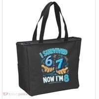 I Survived 6 7 Now I'm 8 8th Birthday 67 Meme Tote Bag thumb 2
