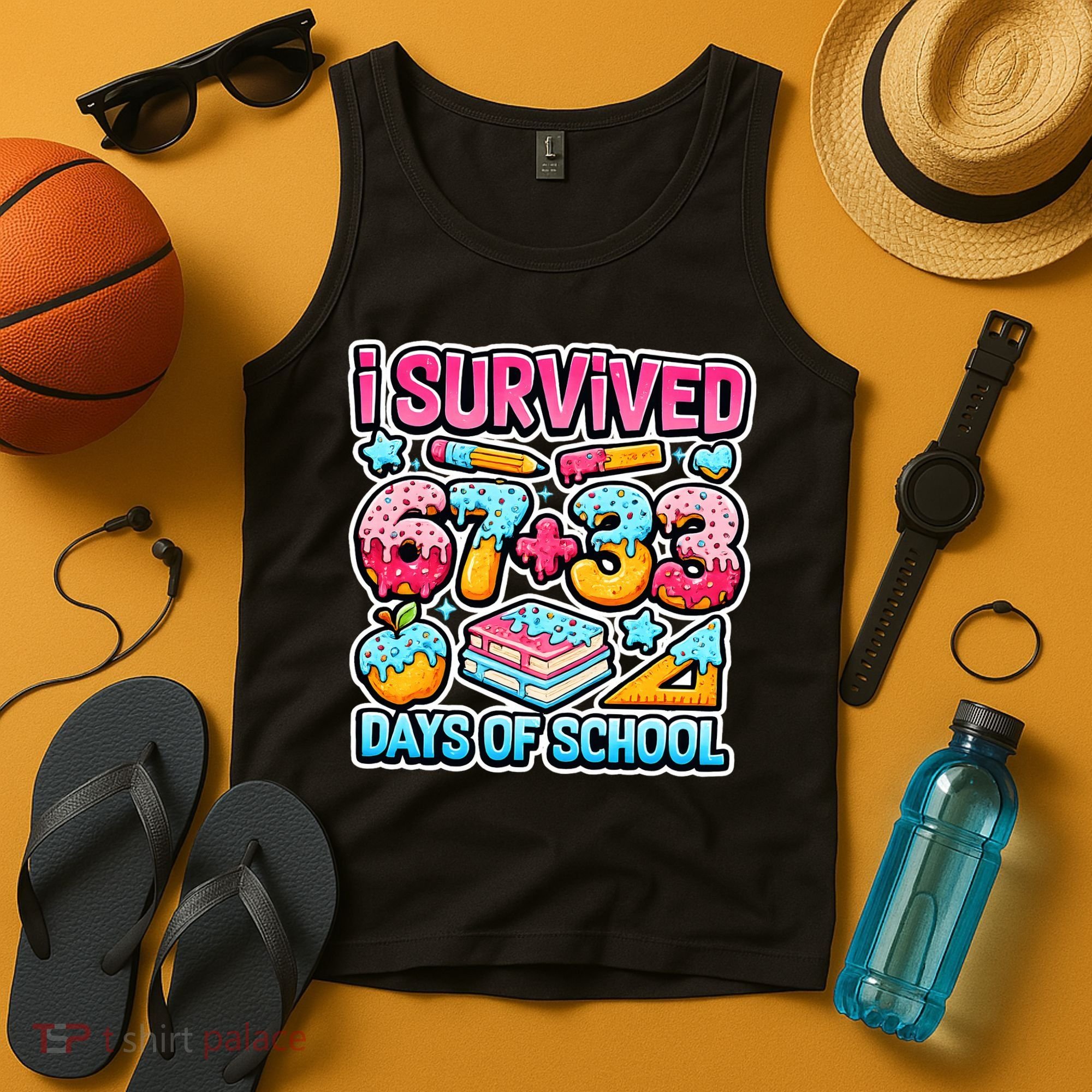 I Survived 67 33 Days Of School 100 Days Of School 6-7 Meme Tank Top