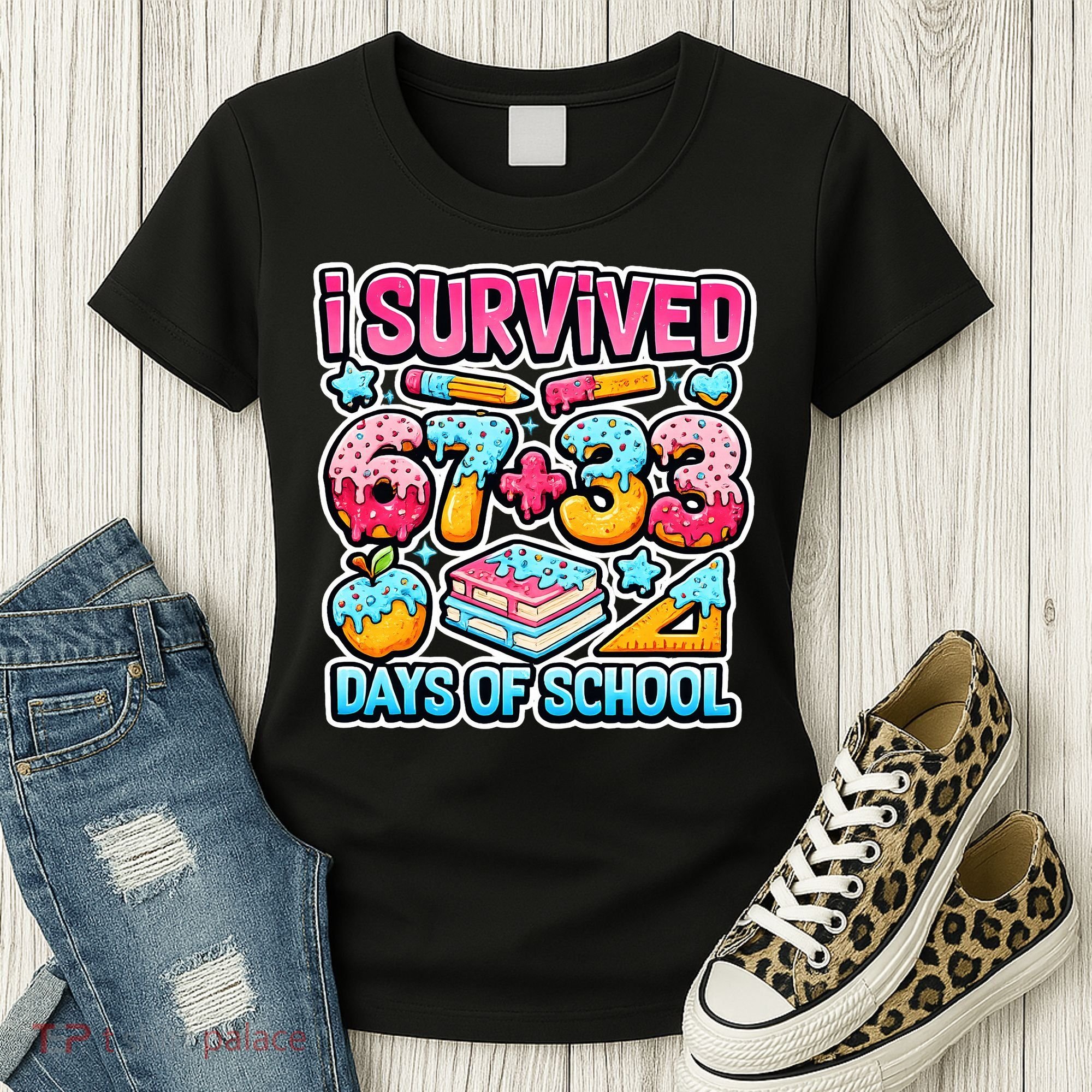 I Survived 67 33 Days Of School 100 Days Of School 6-7 Meme Women's T-Shirt