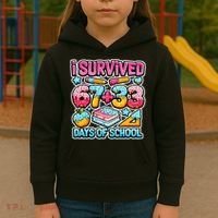 I Survived 67 33 Days Of School 100 Days Of School 6-7 Meme Kids Hoodie thumb 3