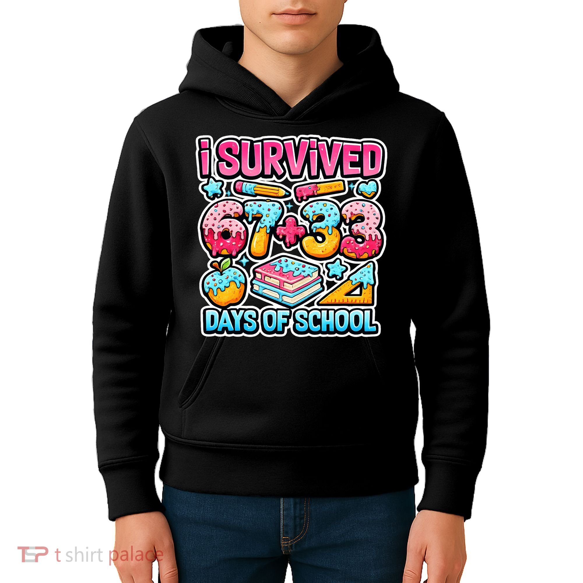 I Survived 67 33 Days Of School 100 Days Of School 6-7 Meme Kids Hoodie