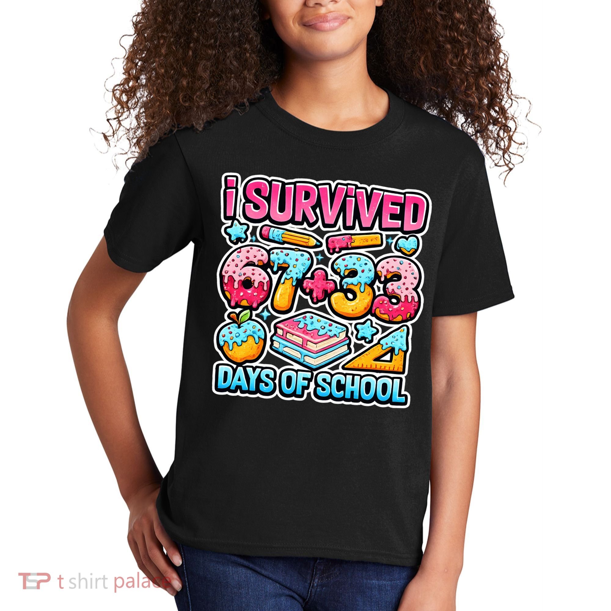 I Survived 67 33 Days Of School 100 Days Of School 6-7 Meme Kids T-Shirt