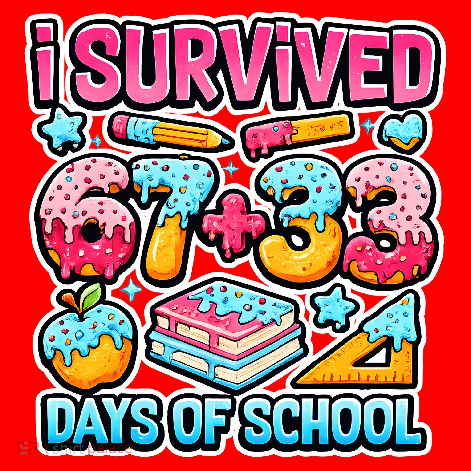 I Survived 67 33 Days Of School 100 Days Of School 6-7 Meme Santa Hat