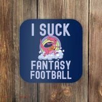 I SUCK AT FANTASY FOOTBALL TREX RAINBOW LOSER Coaster thumb 0
