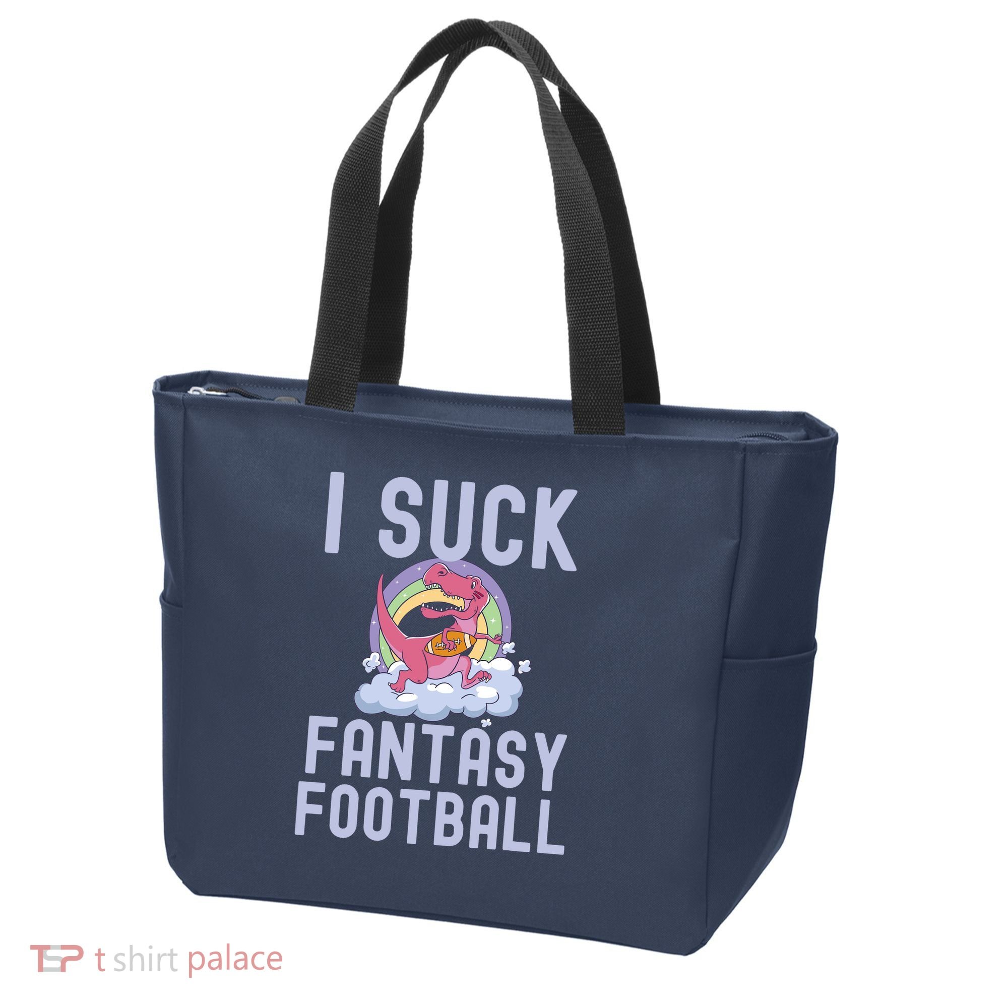 I SUCK AT FANTASY FOOTBALL TREX RAINBOW LOSER Tote Bag