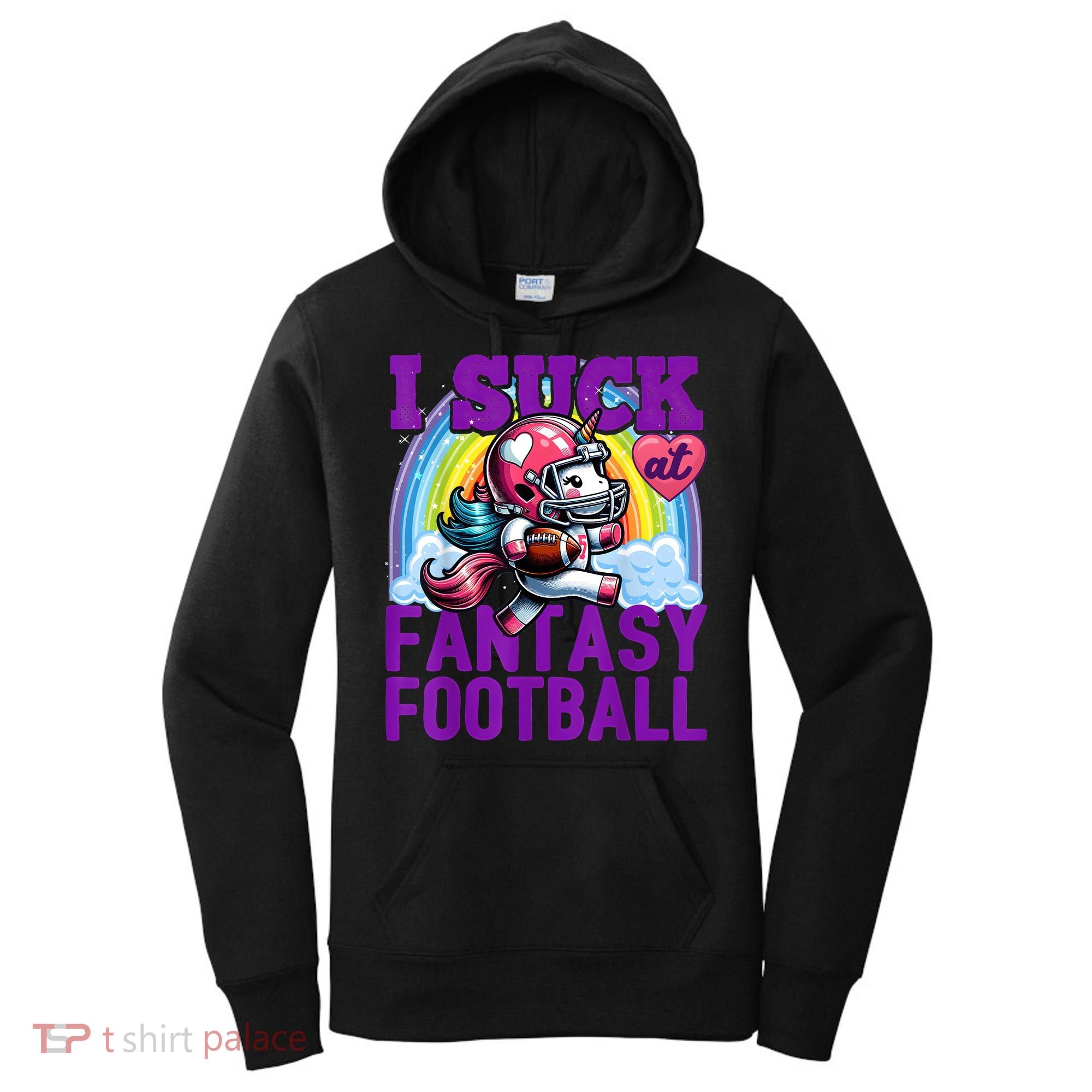 I Suck At Fantasy Football Unicorn Rainbow Loser Women's Hoodie