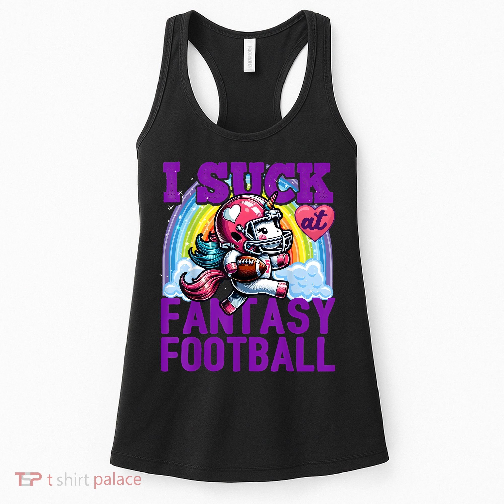 I Suck At Fantasy Football Unicorn Rainbow Loser Women's Tank Top
