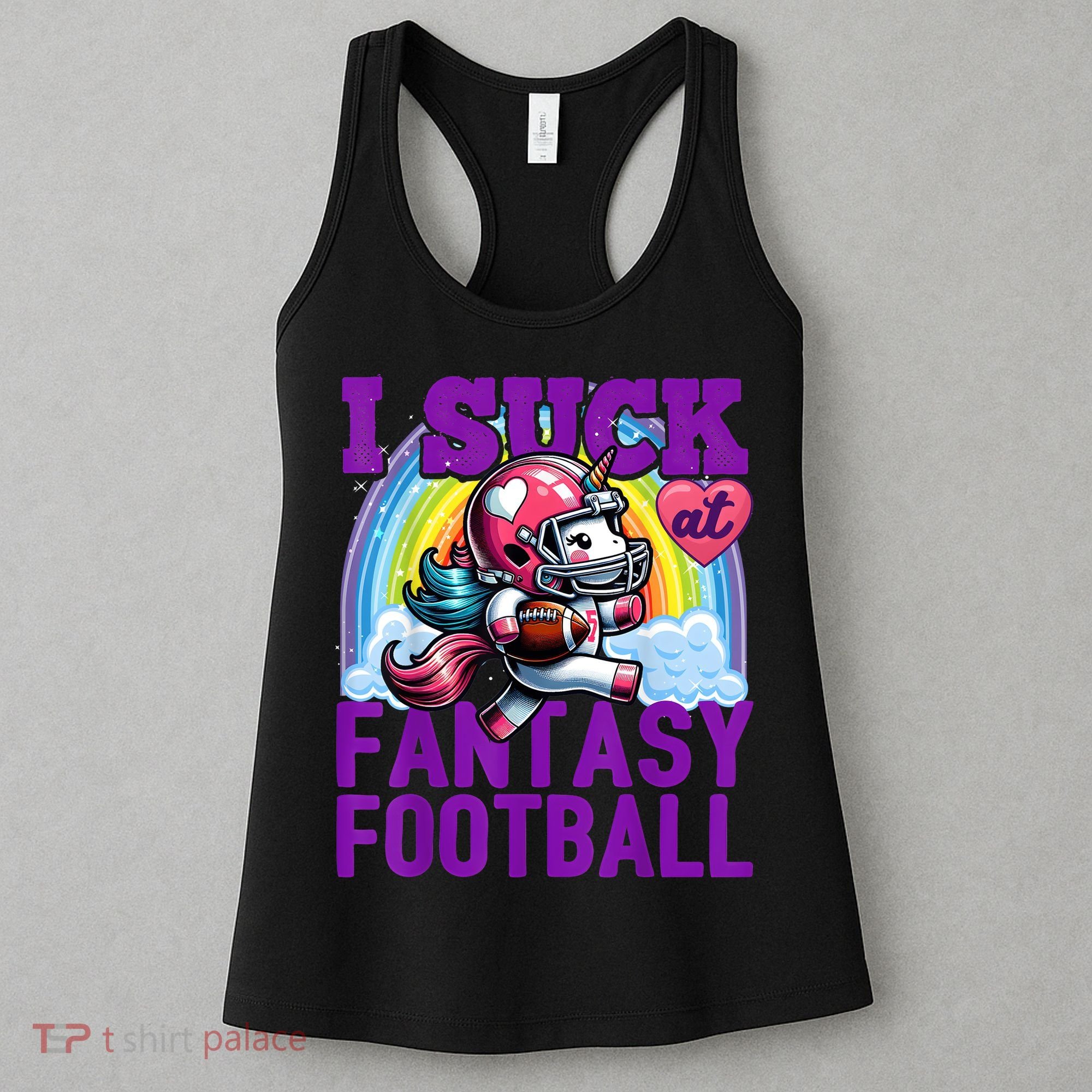 I Suck At Fantasy Football Unicorn Rainbow Loser Women's Tank Top