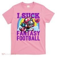 I Suck At Fantasy Football Unicorn Rainbow Loser T-Shirt thumb 0