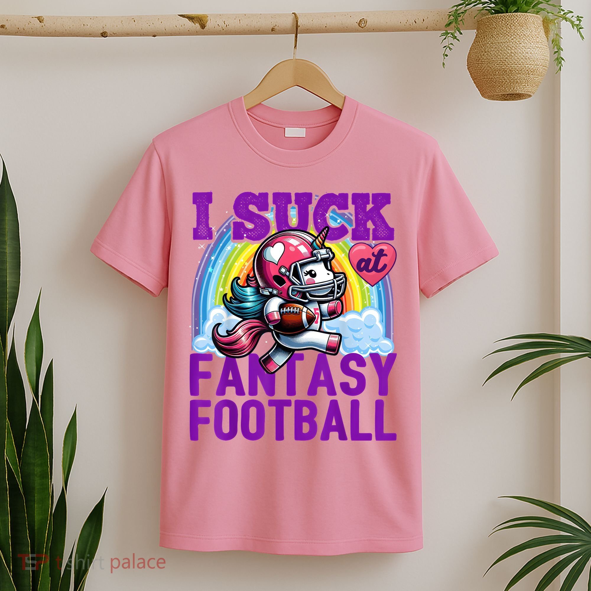 I Suck At Fantasy Football Unicorn Rainbow Loser T-Shirt