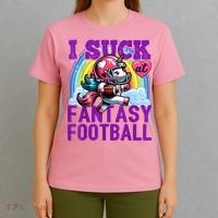 I Suck At Fantasy Football Unicorn Rainbow Loser T-Shirt thumb 4