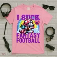 I Suck At Fantasy Football Unicorn Rainbow Loser T-Shirt thumb 5