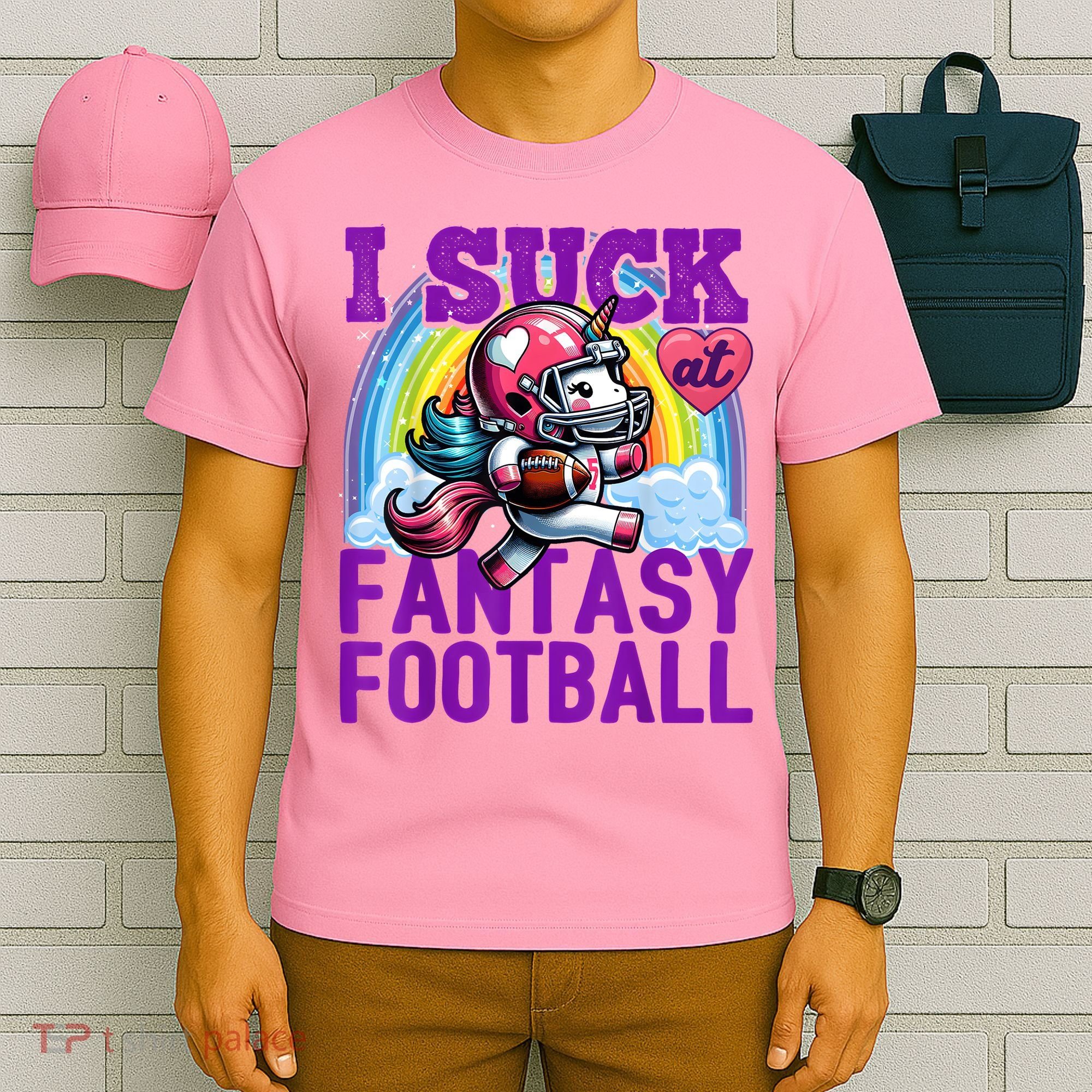 I Suck At Fantasy Football Unicorn Rainbow Loser T-Shirt