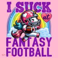I Suck At Fantasy Football Unicorn Rainbow Loser T-Shirt thumb 7