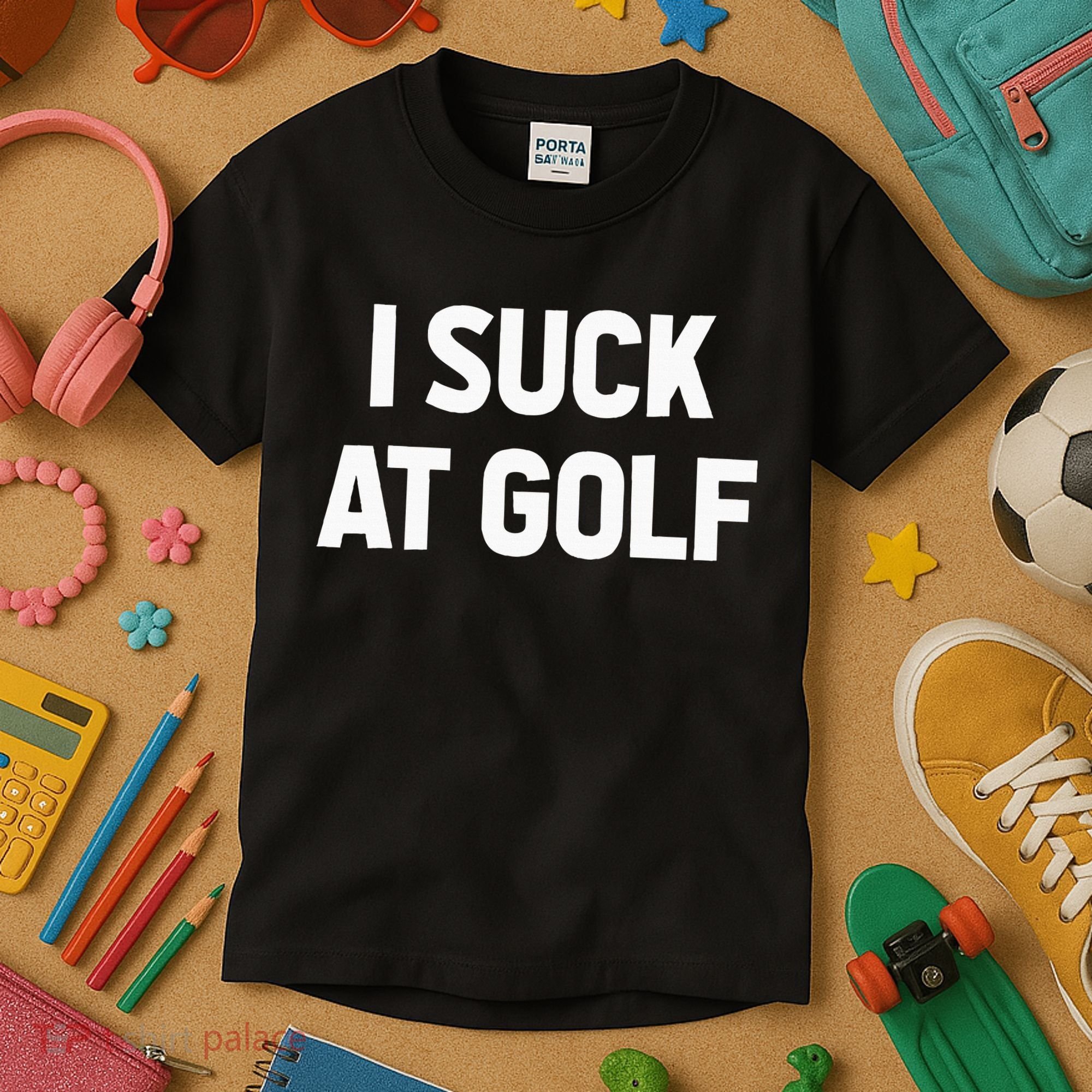 I Suck At Golf Sarcastic Loser Golfers Friend Funny Golfing Kids T-Shirt
