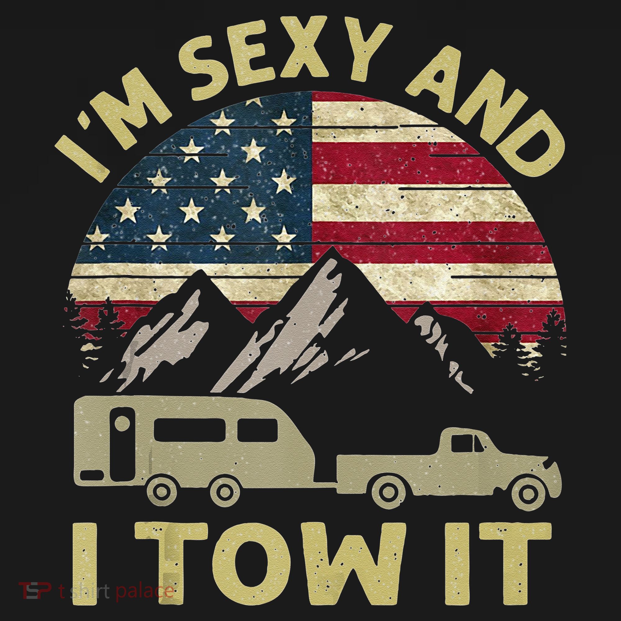 Im Sexy And I Tow It American Flag Caravan Camping American T-Shirt