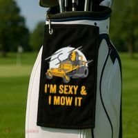 I'm Sexy and I Mow It Funny Ride On Lawn Mower Landscaping Golf Towel thumb 2