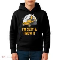 I'm Sexy and I Mow It Funny Ride On Lawn Mower Landscaping Kids Hoodie thumb 4