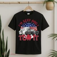 I'm Sexy and I Tow It 5th wheel USA Flag Sunset camping T-Shirt thumb 2