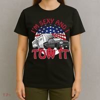 I'm Sexy and I Tow It 5th wheel USA Flag Sunset camping T-Shirt thumb 4