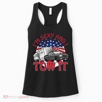 I'm Sexy and I Tow It 5th wheel USA Flag Sunset camping Women's Tank Top thumb 0
